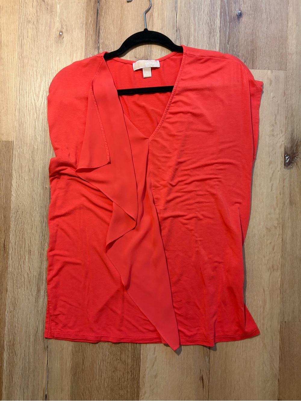 Michael Michael Kors Bright Red/Coral Sleeveless V-Neck Blouse
